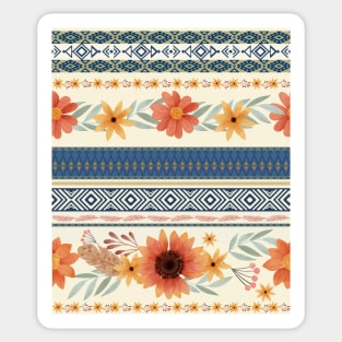 Boho Watercolor Floral Seamless Pattern Sticker